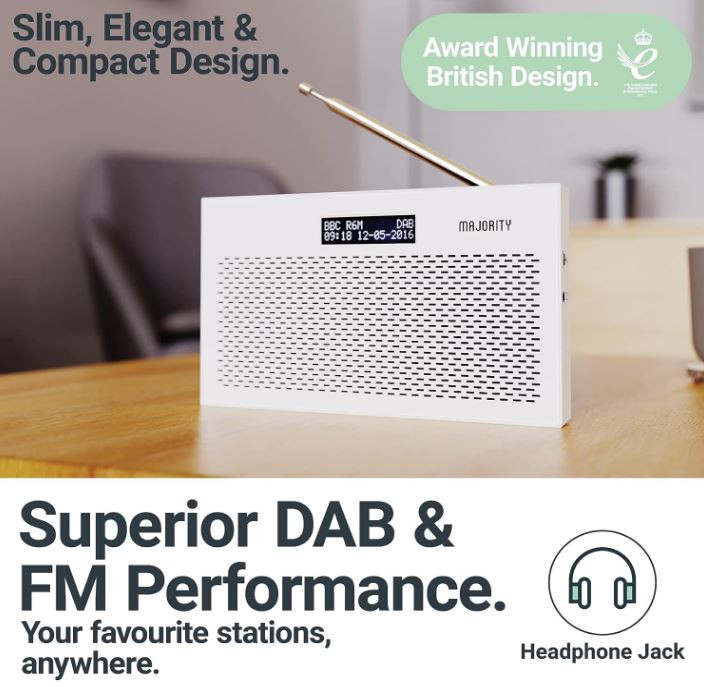 Majority Histon II DAB / DAB+ FM Portable/Travel Radio Alarm Clock ...