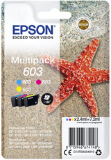 Epson 603 C13T03U54010 Genuine Multipack, Cyan, Magenta, Yellow Ink Cartridge