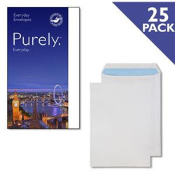 Purely Everyday White Pocket Self Seal Envelope C4 90gsm Pack 25