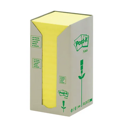 Post-it Notes Recycled Tower 76x76mm Canary Yellow Pk 16