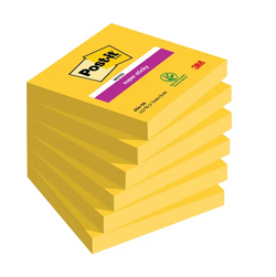 Post-it Super Sticky 76x76mm Adhesive Notes Yellow Pk 6