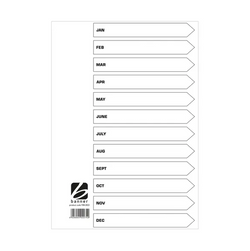 Banner A4 Jan-Dec Subject Divider Polypropelene White