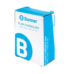 Banner Small Plain Paperclip 25mm Pk 100