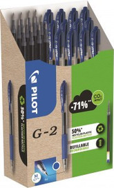 Pilot Greenpack G-2 ECO 12 Gel Pens and 12 Refills Blue Pk 24