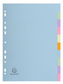 Exacompta Forever 10-Part Dividers A4 Recycled 170gsm Pastel
