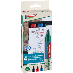 edding 31 EcoLine Flipchart Marker Bullet Tip Assorted Pk 4