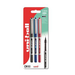 Uni-Ball Eye Micro UB-150 Rollerball Pens Assorted Pk 3