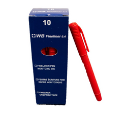 Fineliner Pen 0.4mm Red Pk 10