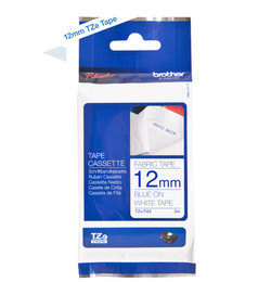 Brother TZE-FA3 Blue on White Textile Ribbon