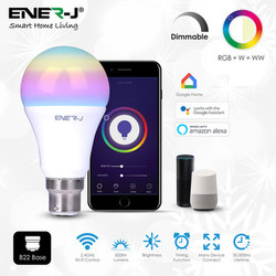 ENER-J Smart LED WiFi Colour Changing B22 9W Bayonet Bulb