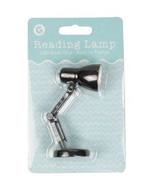 Mini LED Table Reading Lamp - Battery Powered with Book Clip - Black