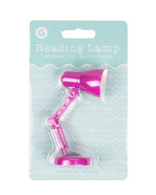 Mini LED Table Reading Lamp - Battery Powered with Book Clip - Pink