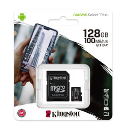 Kingston Canvas Select Plus 128GB Micro SDXC UHS-I Class 10 Memory Card