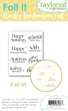 Taylored Expressions Foil It - Sundry Sentiments Fall packaging featuring a collection of autumn greetings in decorative script and mixed fonts, ready for metallic foiling.