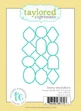 Taylored Expressions Many Medallions Coordinating Die packaging featuring steel cutting dies in assorted geometric shapes designed to cut coordinating floral medallions.