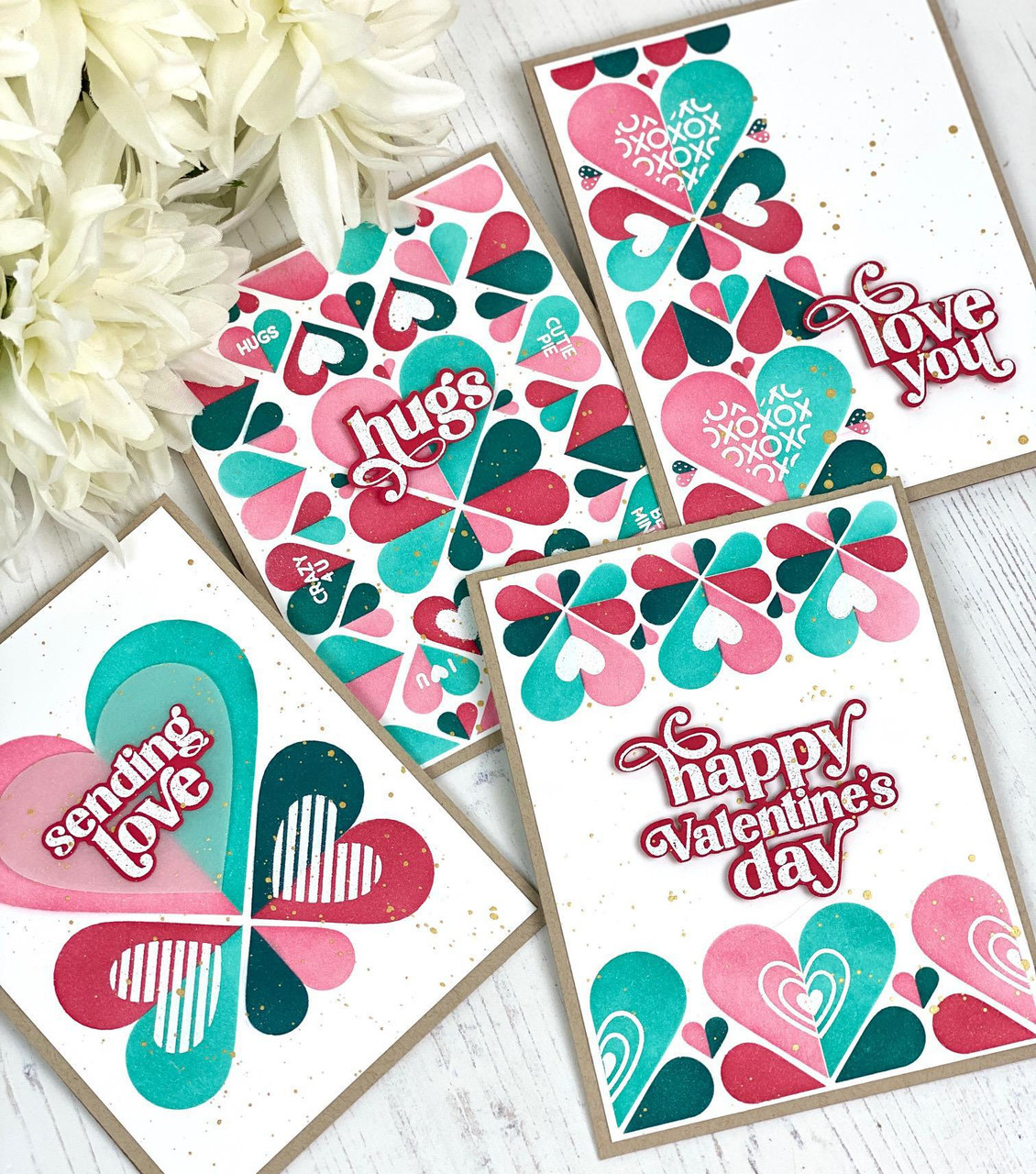 Create-in-Quads - Hearts Layering Stencil