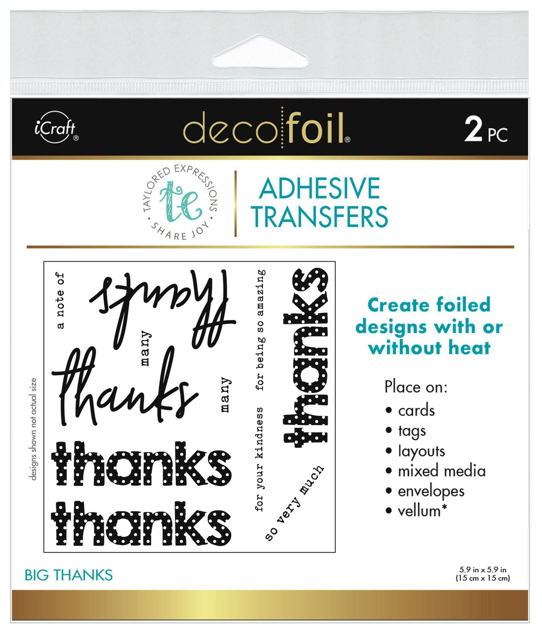 Big Thanks Deco Foil Adhesive Transfers