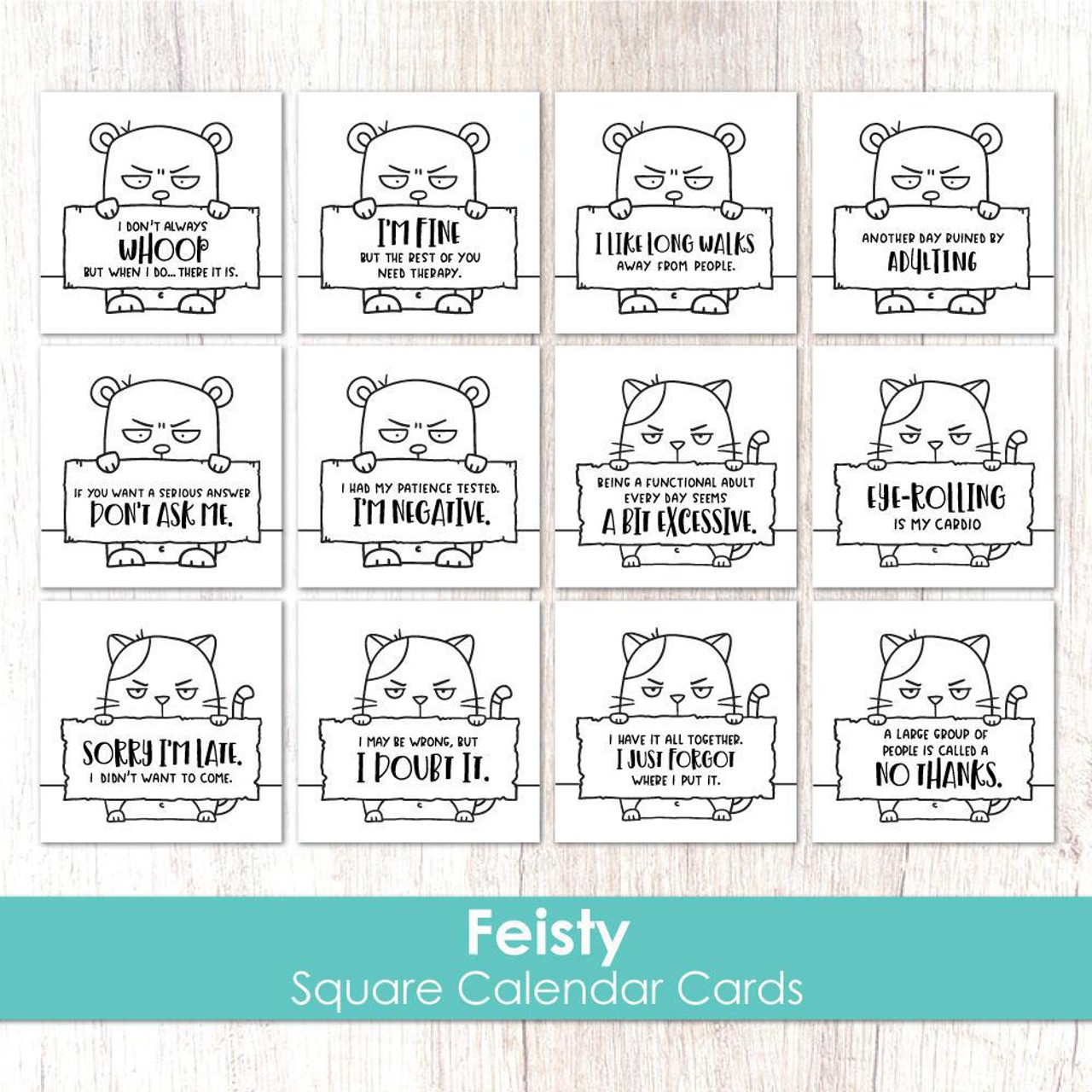 Square Calendar Cards - Feisty