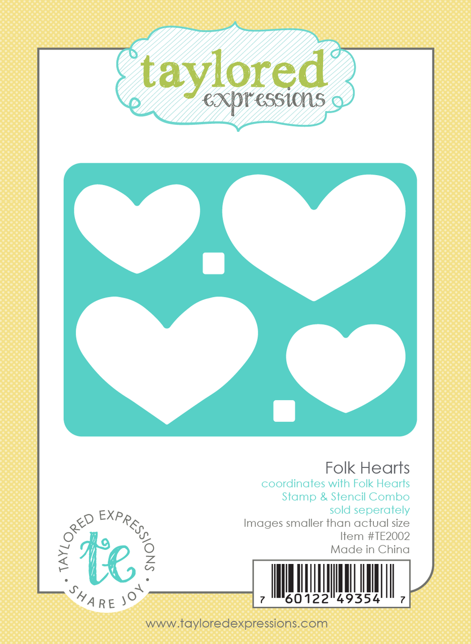 Folk Hearts Stamp & Stencil Combo
