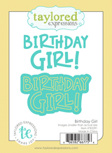 Graphic of Birthday Girl Die Set which includes sentiments for papercrafting.