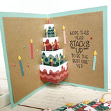 Inside of handmade greeting card with cake on it and hope this year stacks up to be the best one yet.