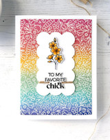 Handmade greeting card with springtime decor on it and to my favorite chick sentiment on it.
