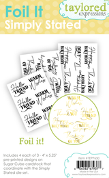 Graphic of Foil It - Simply Stated which includes sentiments for papercrafting.