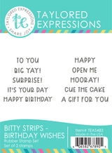 Graphic of Bitty Strips Stamp Set - Birthday wishes which includes stamps for papercrafting.