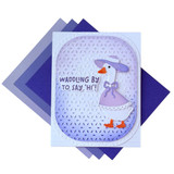 Handmade greeting card with flowers and duck on it with waddling by to say hi sentiment on it.