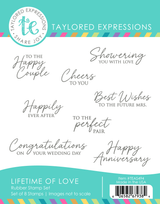 Graphic of Lifetime of Love Stamp Set which includes sentiment for papercrafting.