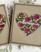 Handmade greeting card with floral heart on it and be mine sentiment on it.