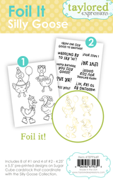 Graphic of Foil It - Silly Goose which includes geese for papercrafting with various sentiments on it.