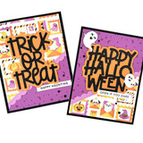 Two handmade greeting cards with halloween sentiments on each.