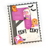 Handmade greeting card with mailbox on it and eek sentiments on it.