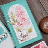 Handmade greeting card with flower on it and thanks so much sentiment on it.