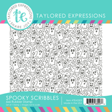Graphic of Spooky Scribbles 6x6 background stamp which is used for papercrafting.