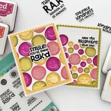 Two handmade greeting cards with smiley faces on each and smiley you've been rak'd and hope this brightens your day sentiments on each.
