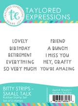 Graphic of Bitty Strips Stamp Set - Small Talk which include sentiments for papercrafting.