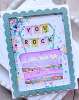 Handmade greeting card with cake on it and you rock sentiment on it.