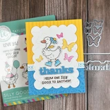 Handmade greeting card with goose on it and thanks from one silly goose to another sentiment on it.