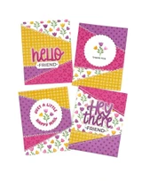 Image of 4 handmade greeting cards with flowers on each and various greetings on each.