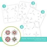 Graphic of Nordic Patchwork Layering Stencil which is used for papercrafting.