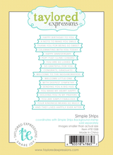 Steel die used for cutting out a variety of sentiments created by the Simple Strips Stamp collection.