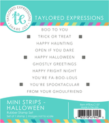 Graphic of Mini Strips - Halloween Rubber Stamp Set that includes sentiments for papercrafting.