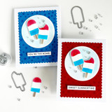Two handmade greeting cards with popsicles on both with one having you're the bomb sentiment on it and one with sweet summertime sentiment on it.
