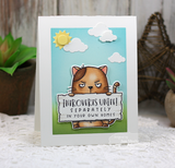 Handmade greeting card with grumpy cat on it with introverts unite! Separately in your own homes sentiment on it. Handmade greeting card with grumpy cat on it with introverts unite! Separately in your own homes sentiment on it.