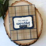 Handmade greeting card with you're an amazing father sentiment on it.