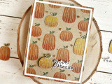 Handmade greeting card with pumpkins on it with give thanks sentiment on it.