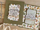 Two handmade greeting cards with fall leaves on them with praying for you sentiment on one and with sympathy sentiment on the other.