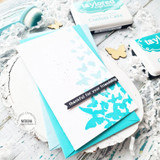 Handmade greeting card with butterflies on it and thankful for your friendship sentiment on it.